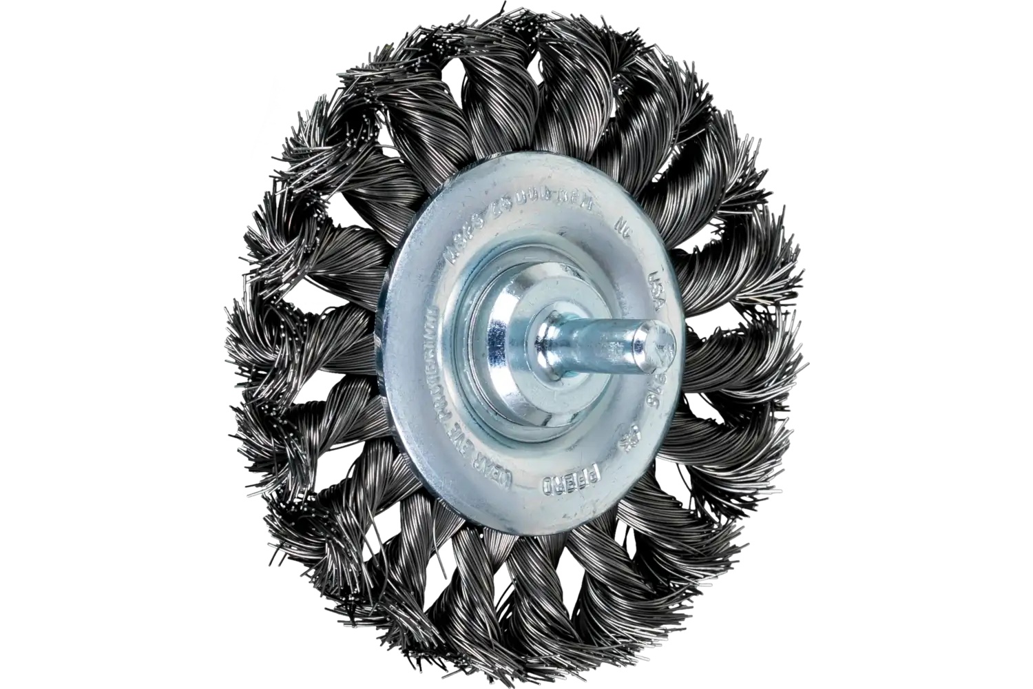 Picture of Pferd Mounted Knot Wheel Brush 3" Dia. .012 Carbon Steel 1/4" Shank